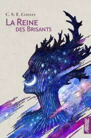 Couverture du livre 'La Reine des Brisants' de C.S.E. Cooney, présentant une silhouette humaine stylisée avec des éléments de galaxie et des couleurs vives.